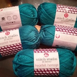 6 Skeins - Heartfelt Heritage Yarn in Bluebird Blue, Stitch Studio by Nicole